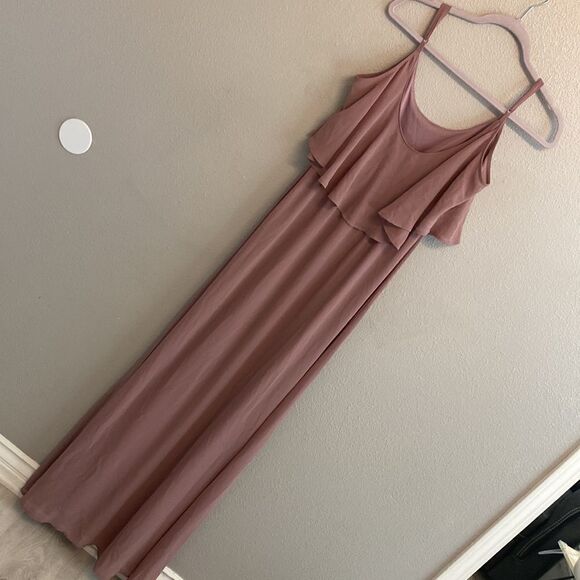 Show me your Mumu-Caitlin Ruffle Maxi Dress- soft pink- Size Medium - Picture 9 of 13
